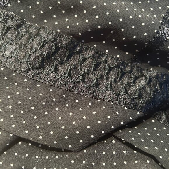 Nygard Black Polka Dot Sheer Lace Midi Skirt Sz 20 Bias Cut Flowy Lined Corpcore - Picture 7 of 8